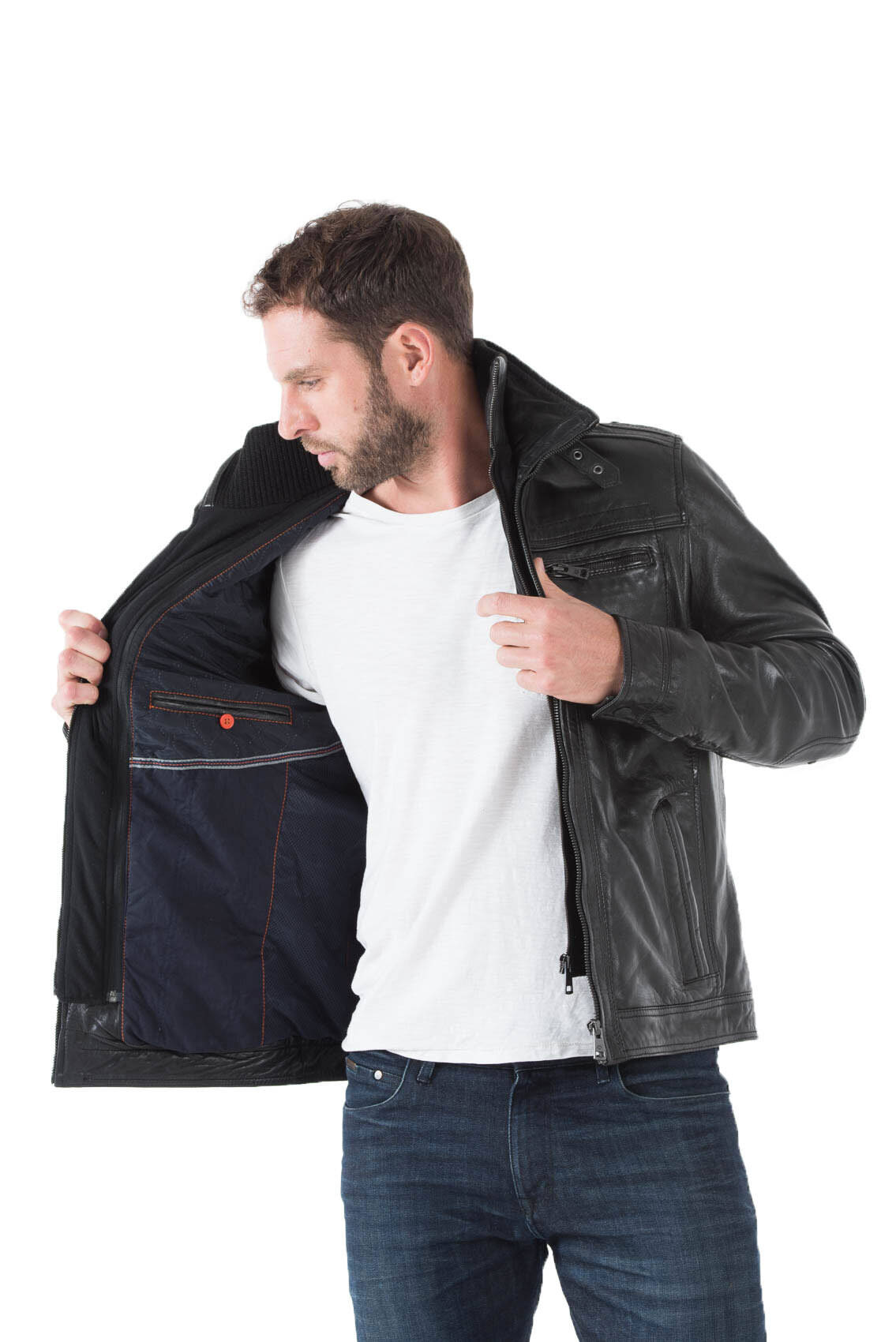 Les bonnes affaires Homme en cuir agneau ref 51704 dond16 noir noir