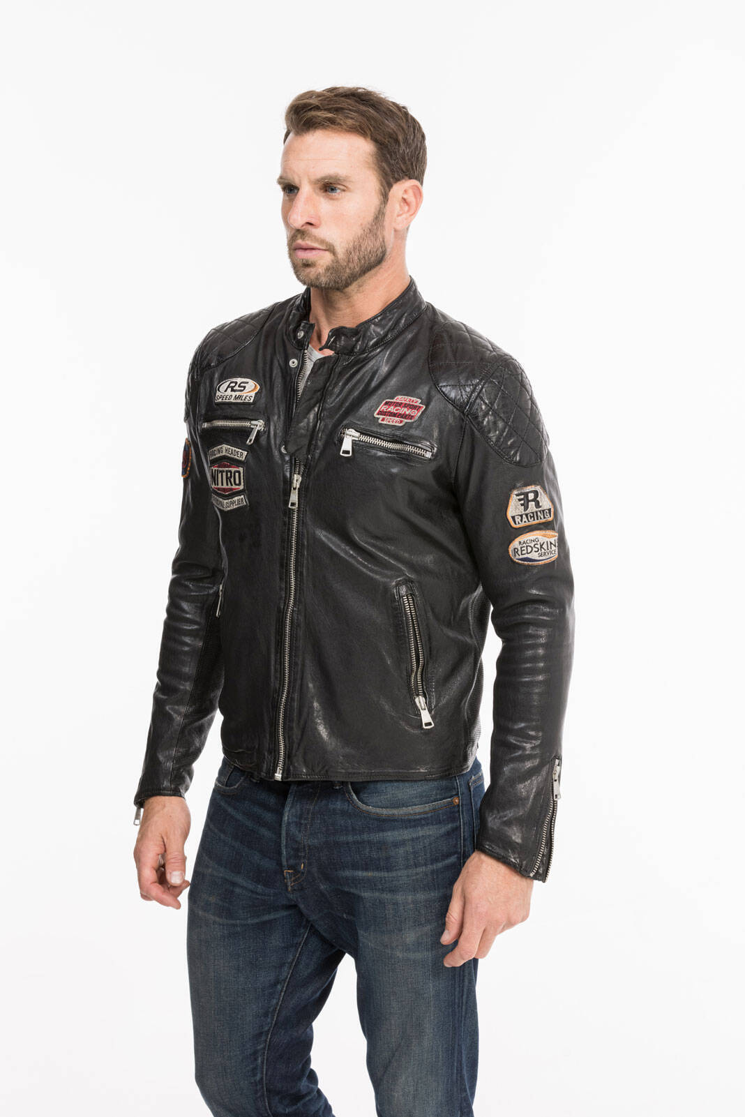 Blouson cuir sales redskins moto