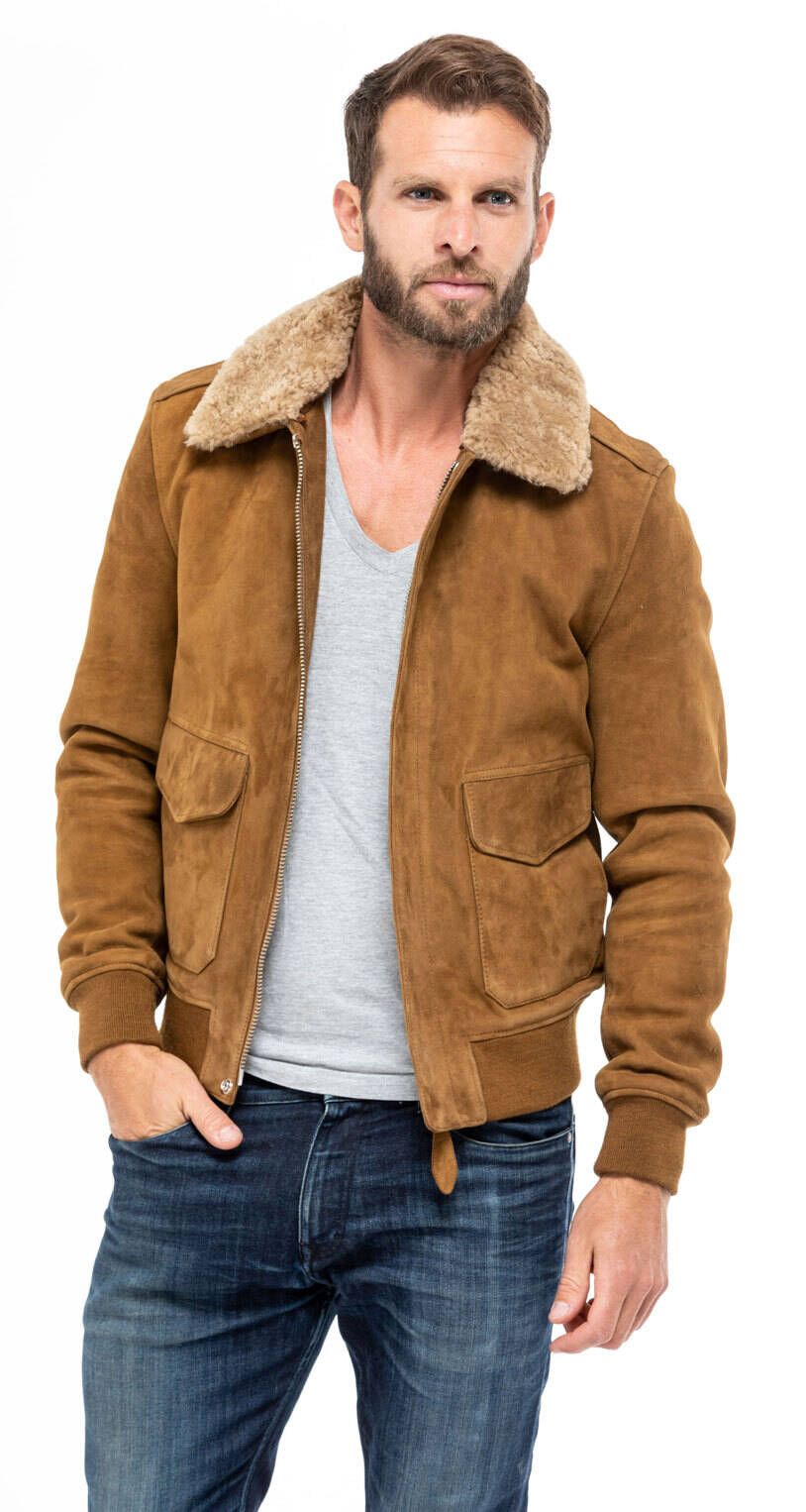 Veste aviateur daim homme new arrivals