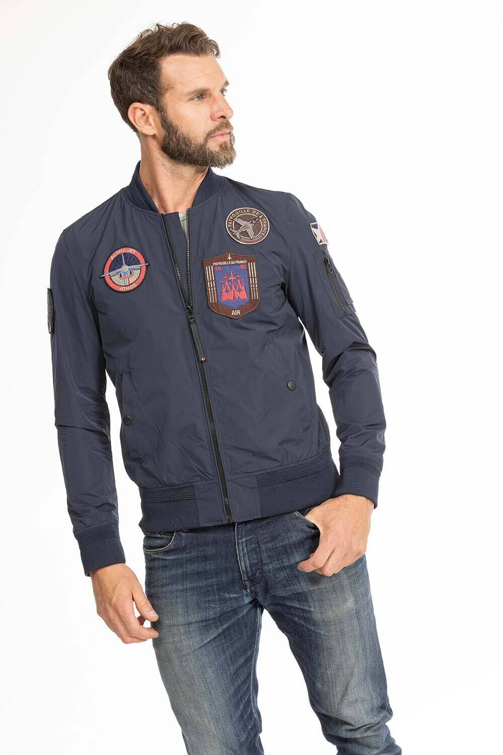 Blousons cuir en cuir tissus Raptor navy
