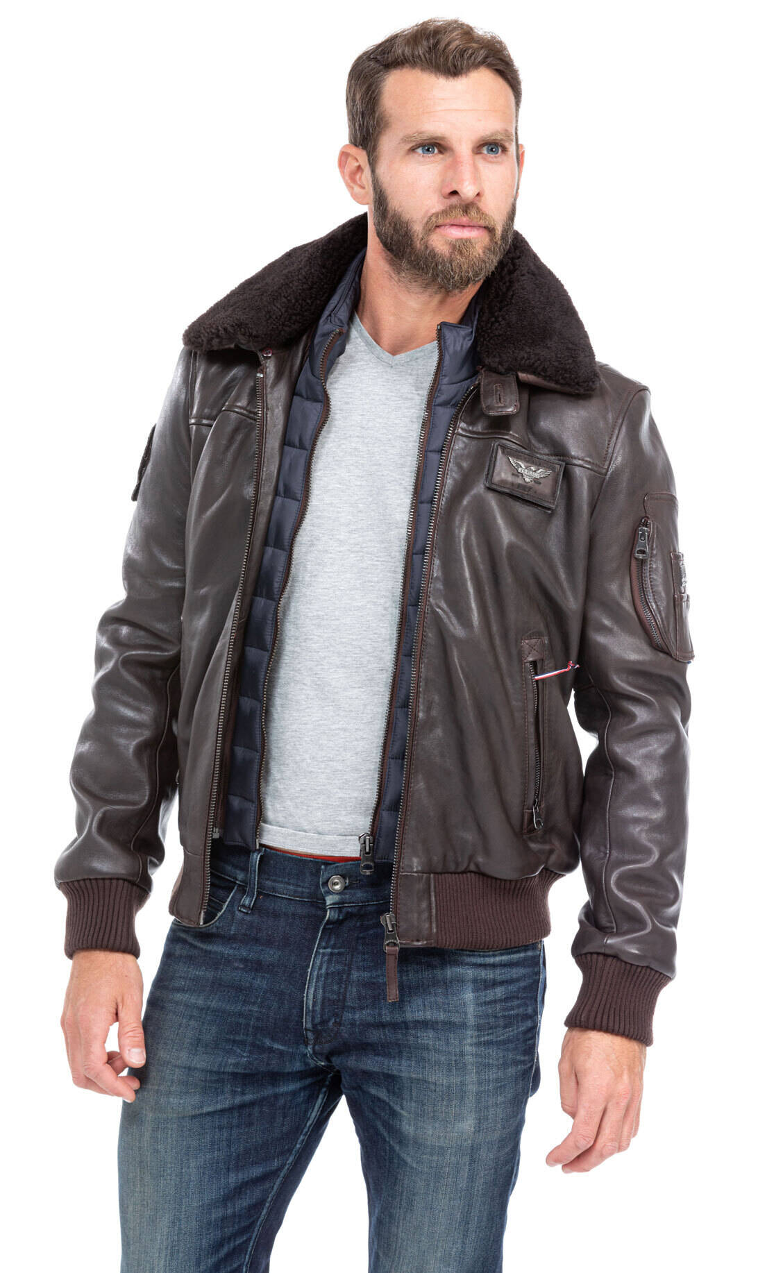 Vêtement en cuir Blousons cuir marron