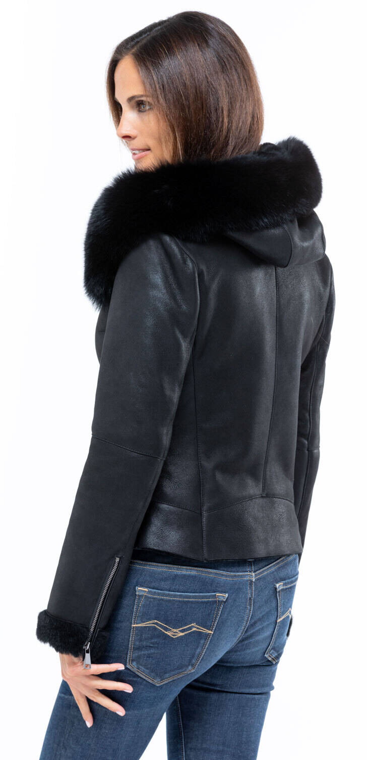Veste cuir retourné 2025 femme
