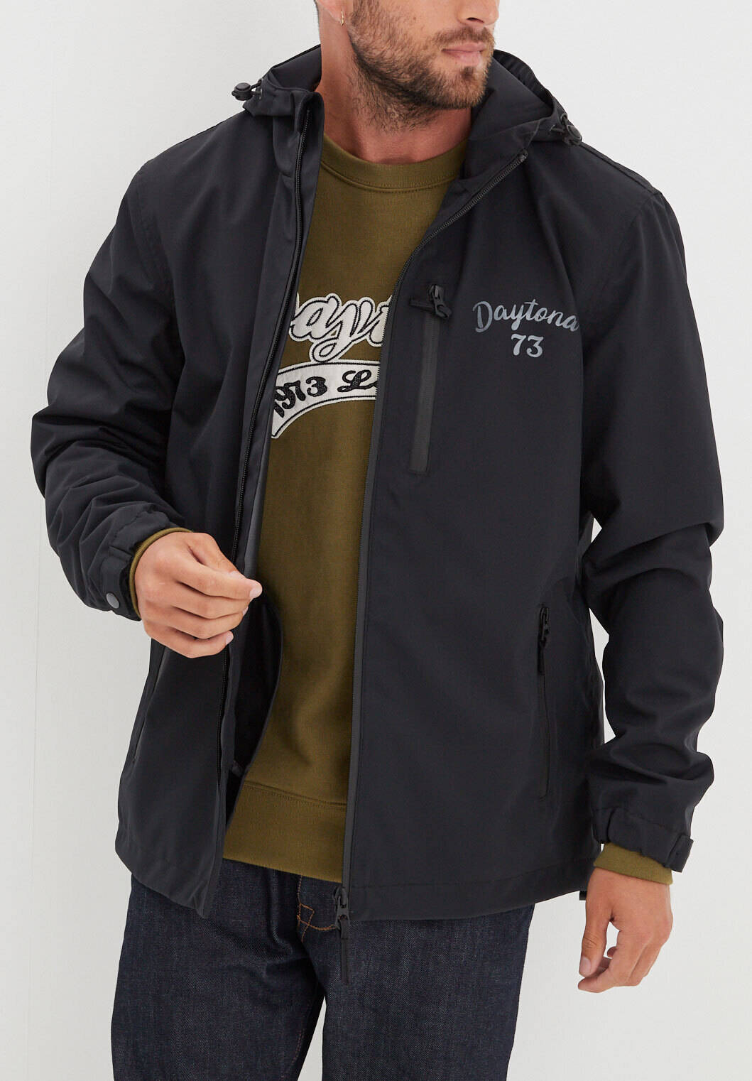 Vêtement en cuir Veste, parka & doudoune textile noir