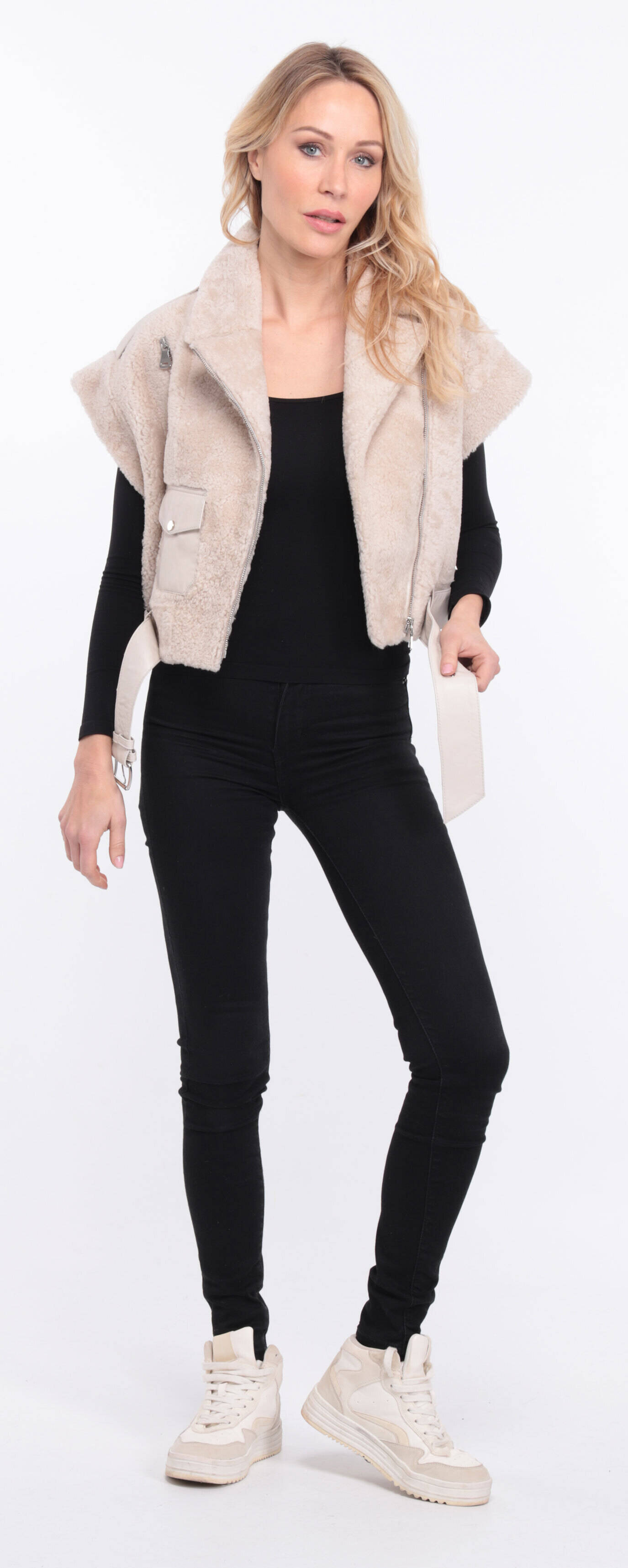 Vêtement en cuir Fourrures & Vêtements chauds beige