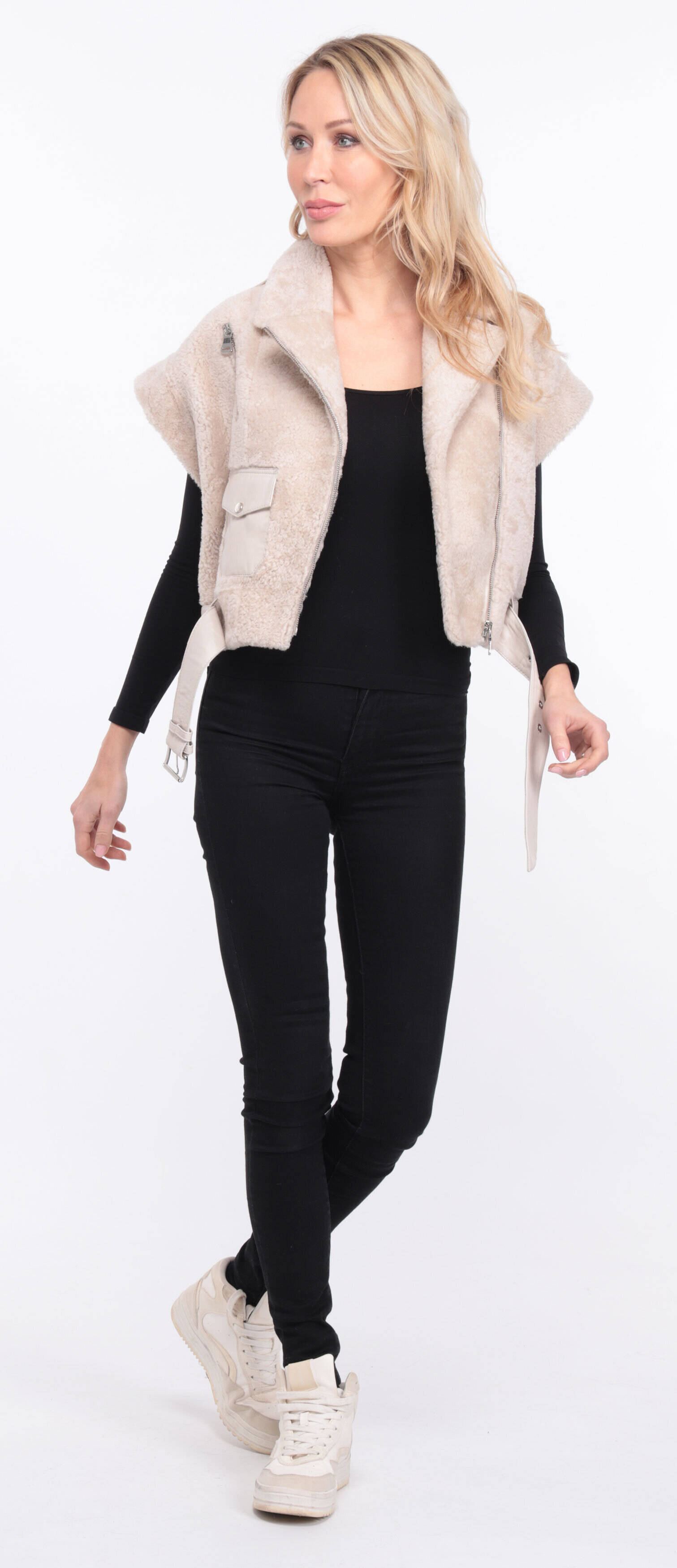 Vêtement en cuir Fourrures & Vêtements chauds beige