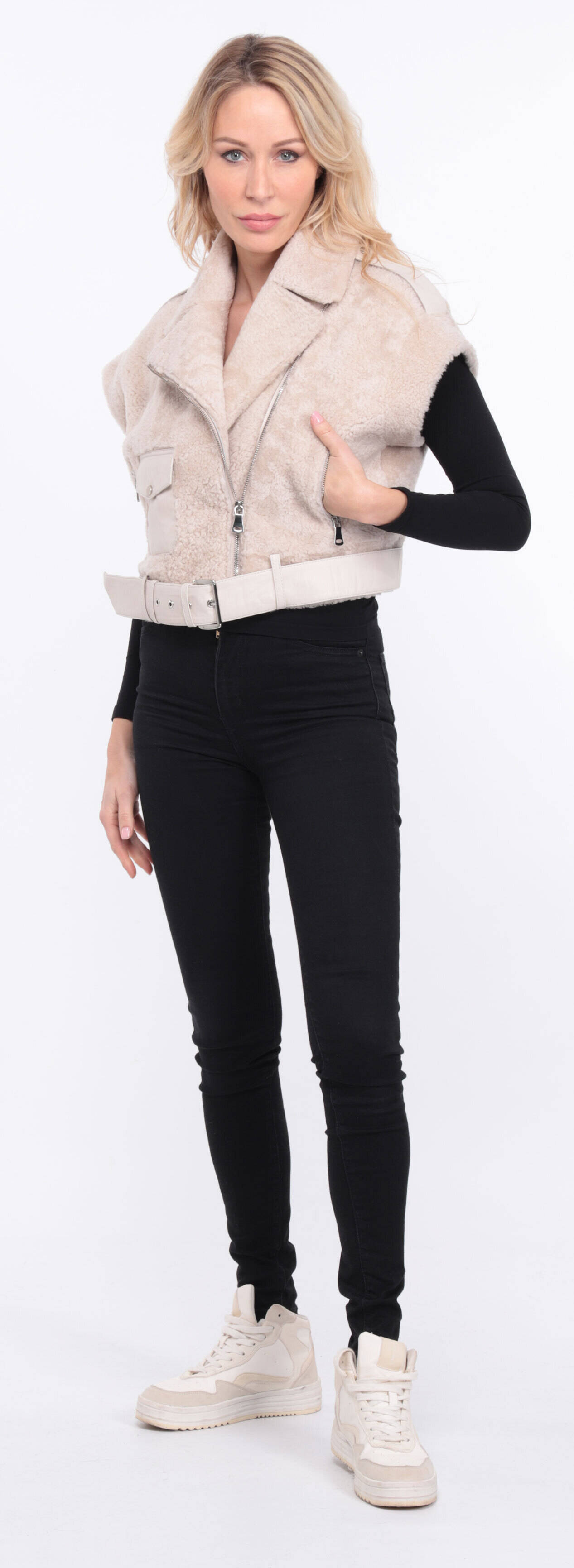 Vêtement en cuir Fourrures & Vêtements chauds beige