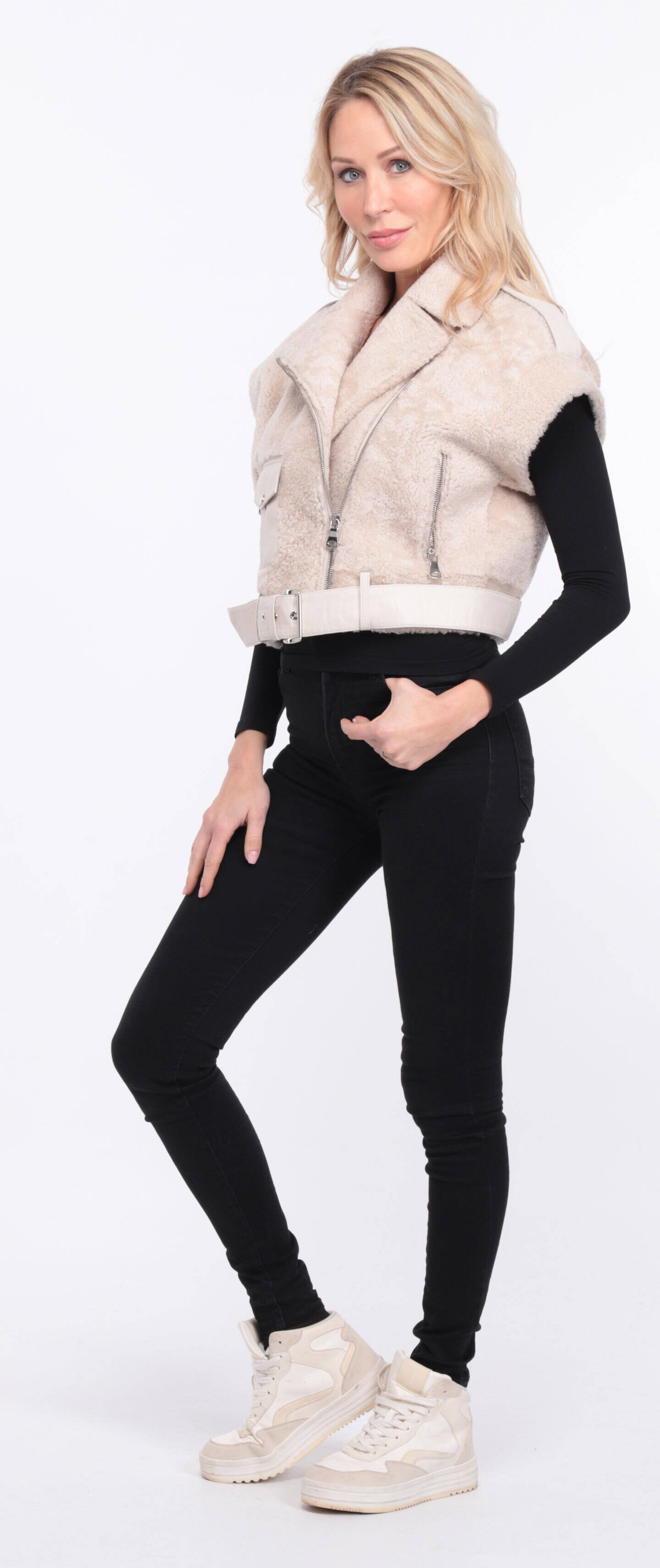 Vêtement en cuir Fourrures & Vêtements chauds beige