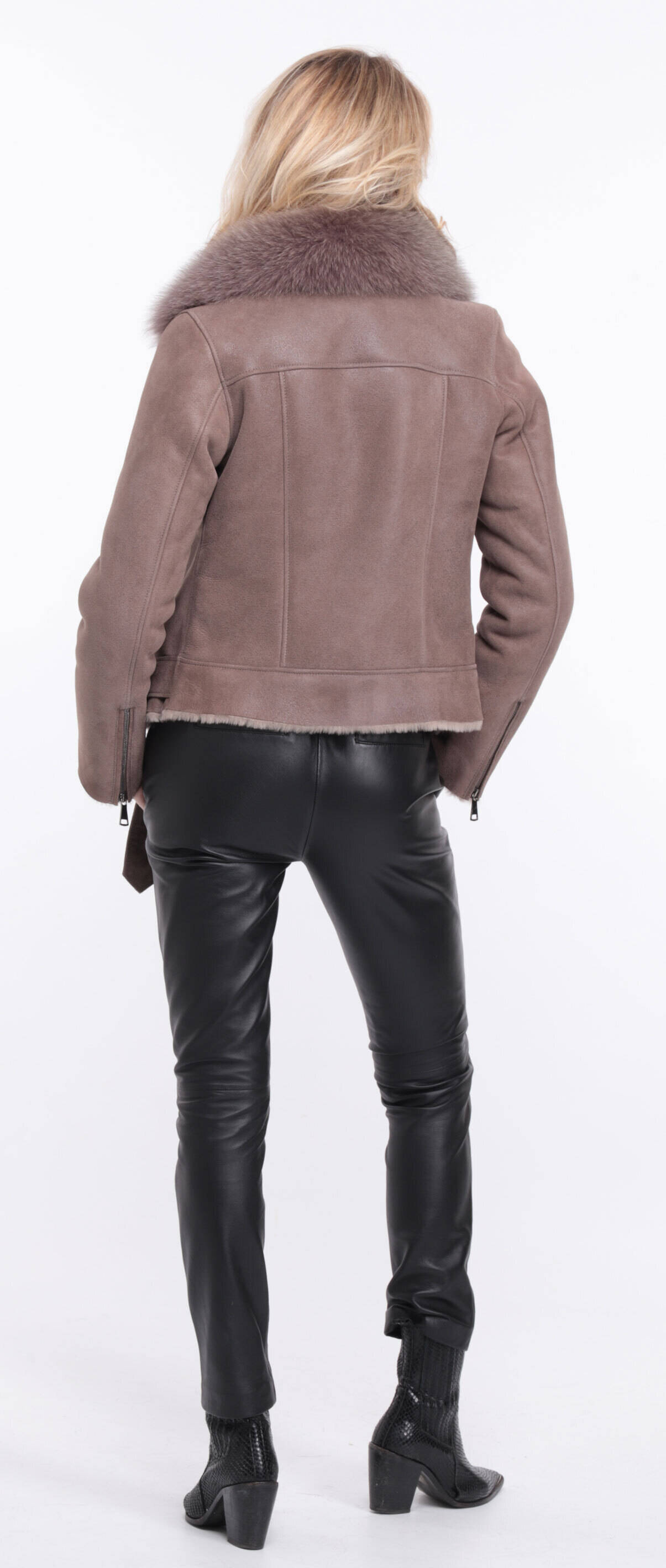 Vêtement en cuir Blousons cuir taupe