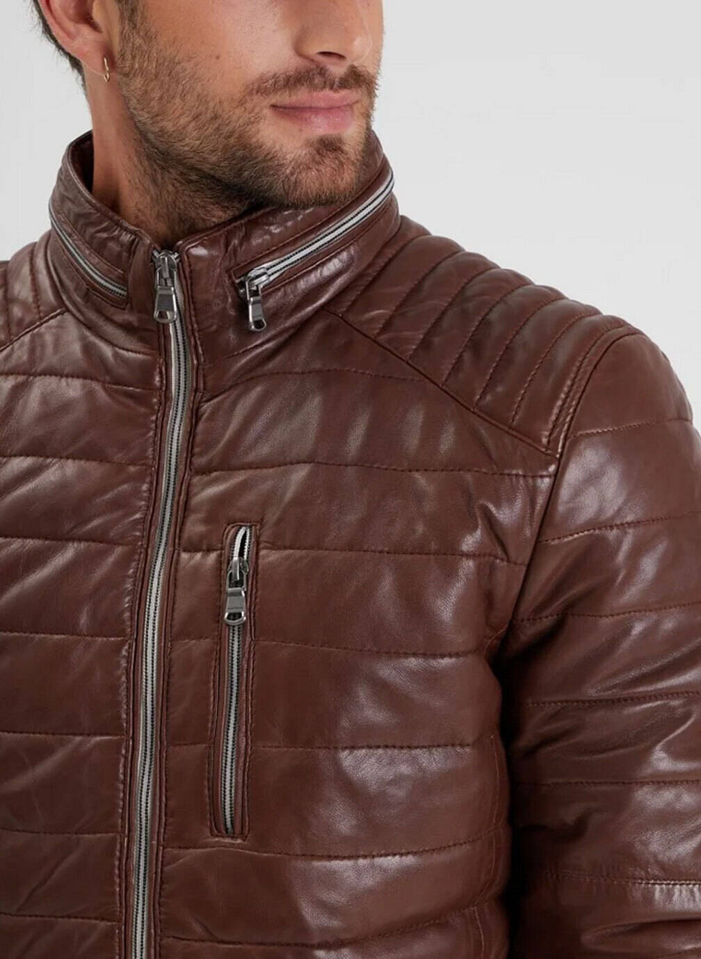 Doudoune cuir hotsell marron homme