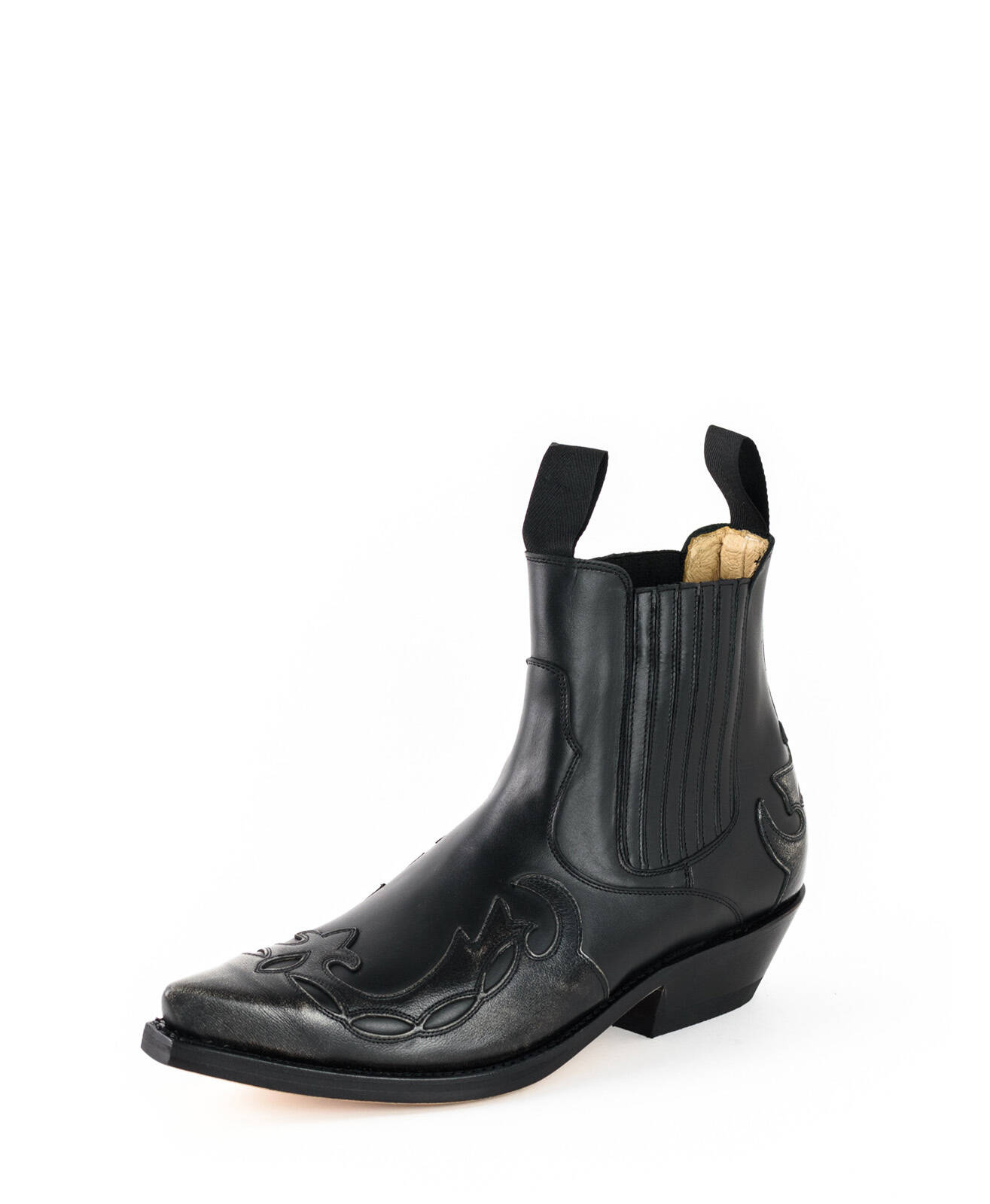 bottines cuir mayura cowboy milanelo bone pull oil negro réf 130 (2)