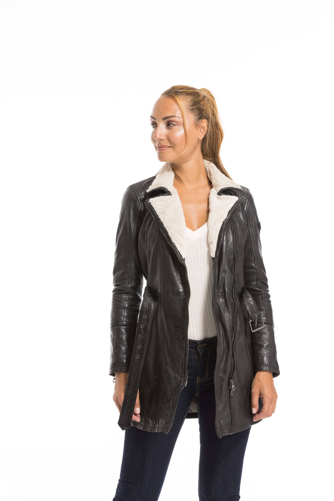 Vêtement en cuir Les bonnes affaires Femme noir