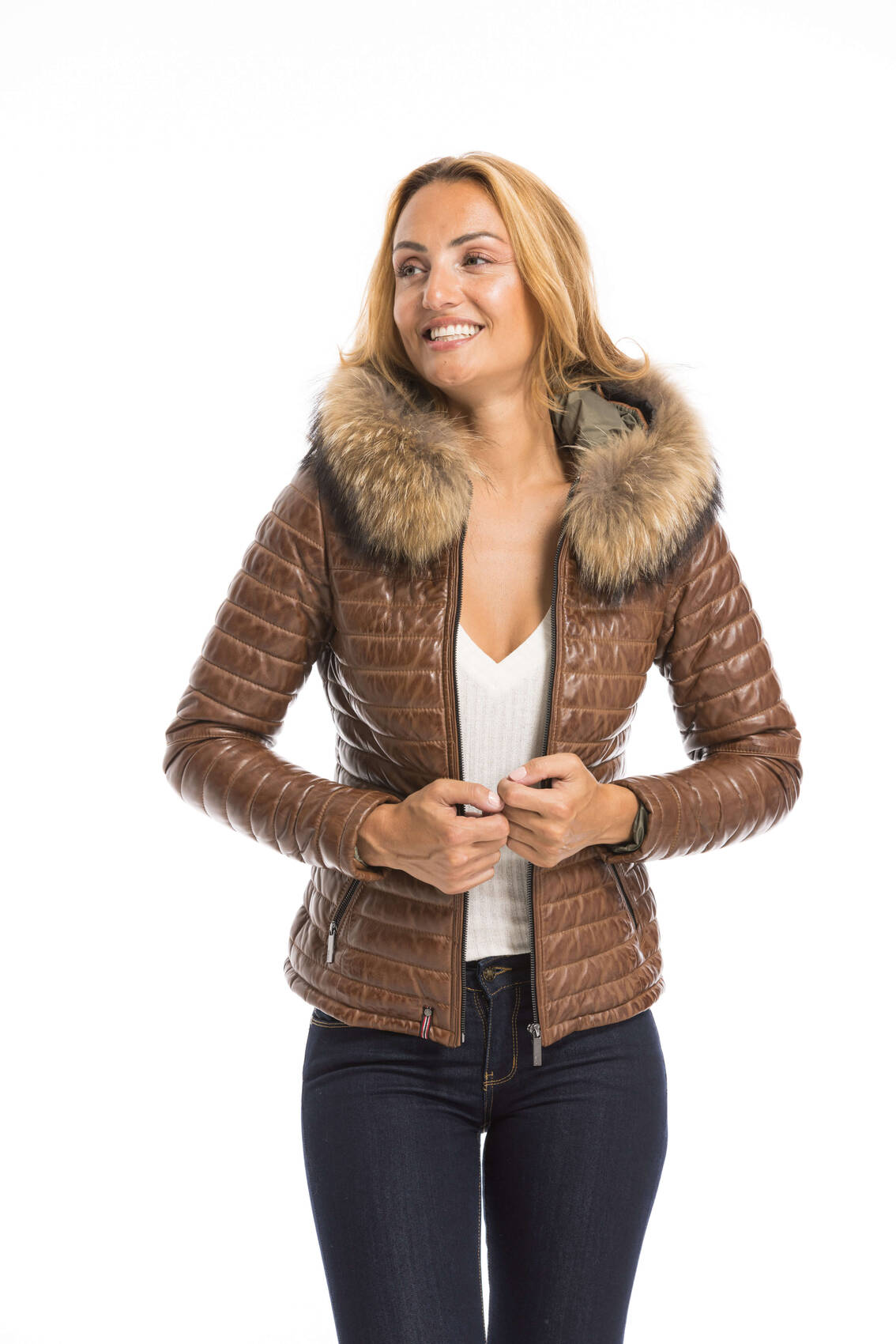 Vêtement en cuir Vestes cuir cognac