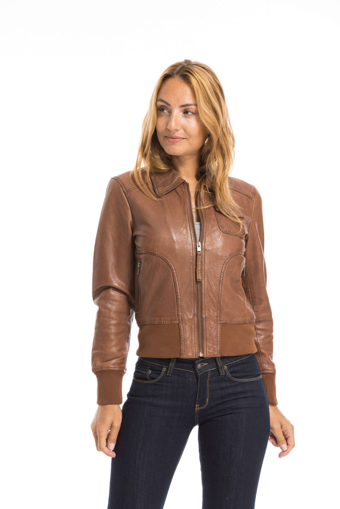 Blouson cuir online camel