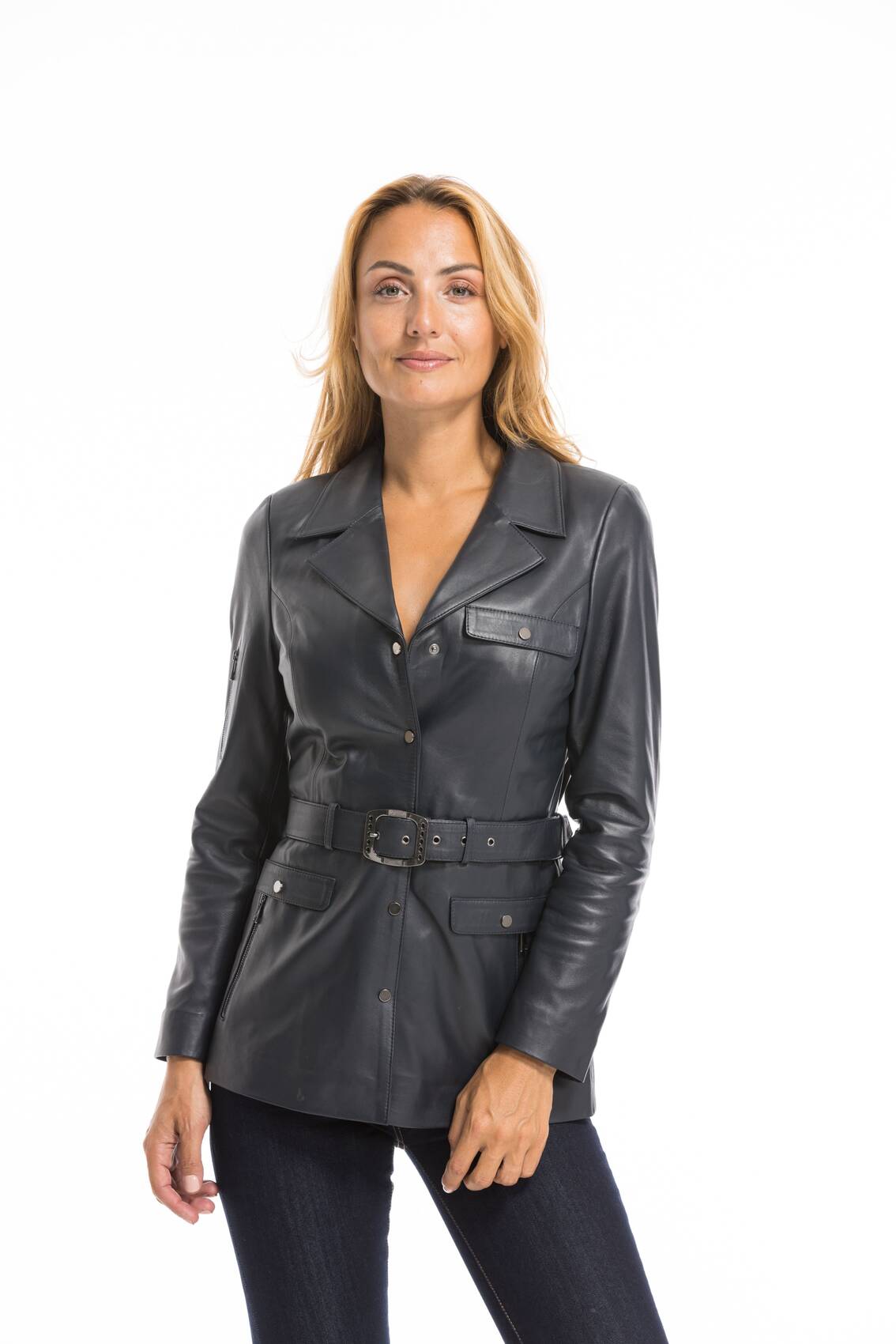 Vêtement en cuir Les bonnes affaires Femme bleu