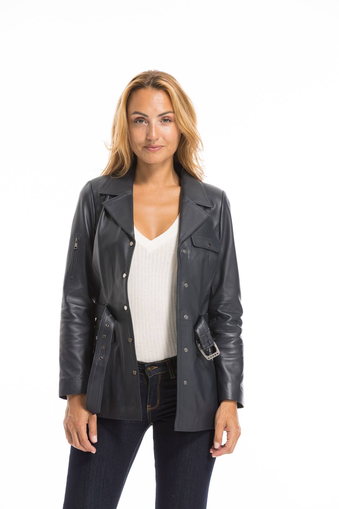 Vêtement en cuir Les bonnes affaires Femme bleu