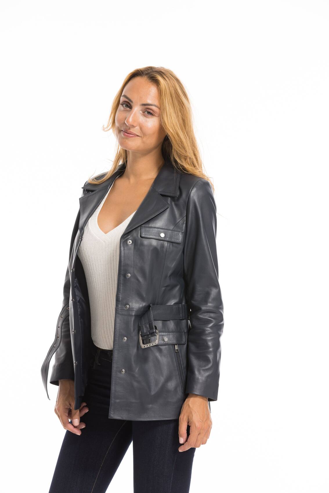 Vêtement en cuir Les bonnes affaires Femme bleu