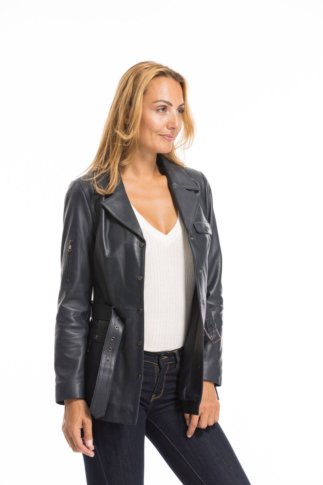 Vêtement en cuir Les bonnes affaires Femme bleu