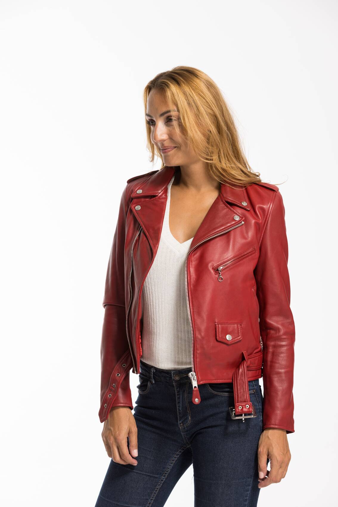 Perfecto cuir femme rouge online
