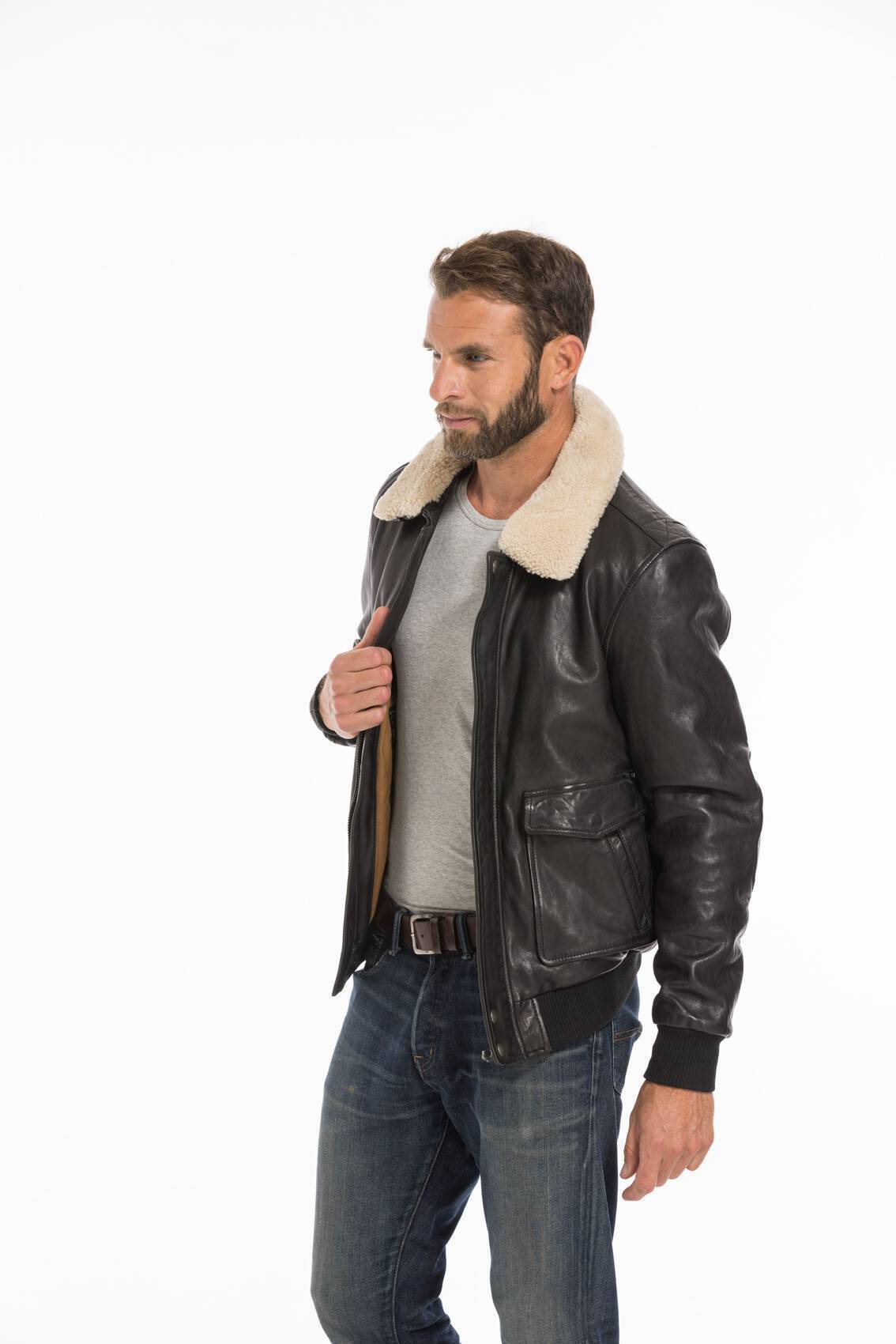 Vêtement en cuir Blousons Aviateurs Pilotes  noir