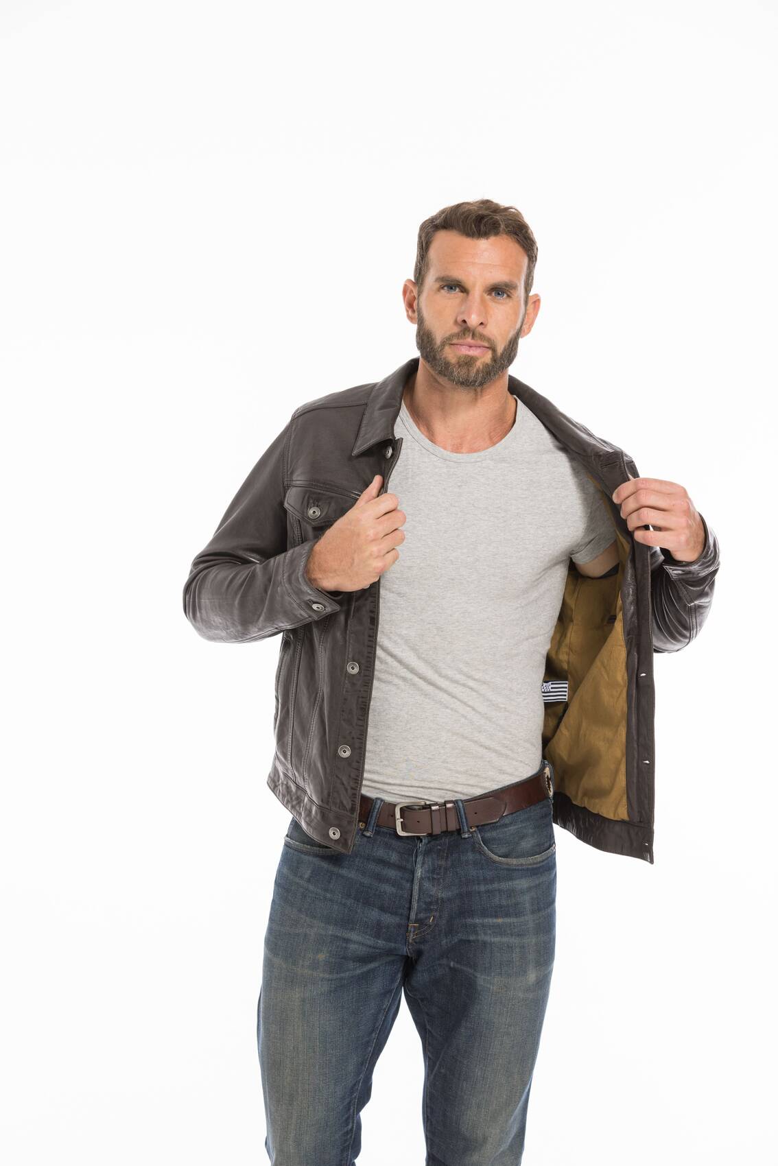 Vêtement en cuir Vestes & Trois Quart cuir marron