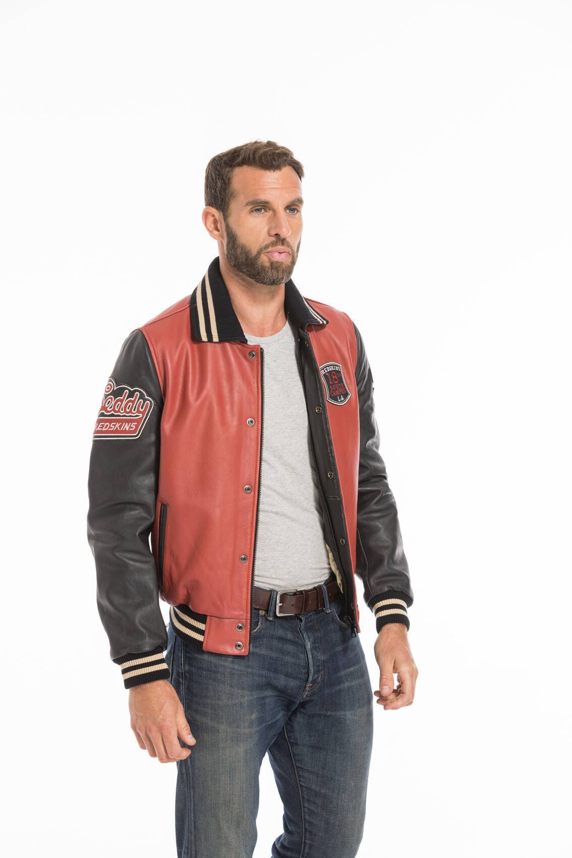 Vêtement en cuir Blousons cuir noir, rouge