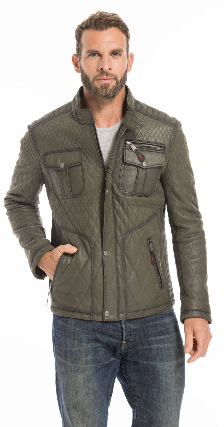 Vestes & Trois Quart cuir en cuir agneauréf ASSENCIO vertvert