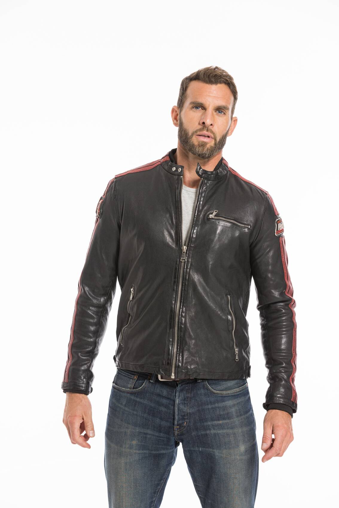 Vêtement en cuir Les bonnes affaires Homme noir, rouge