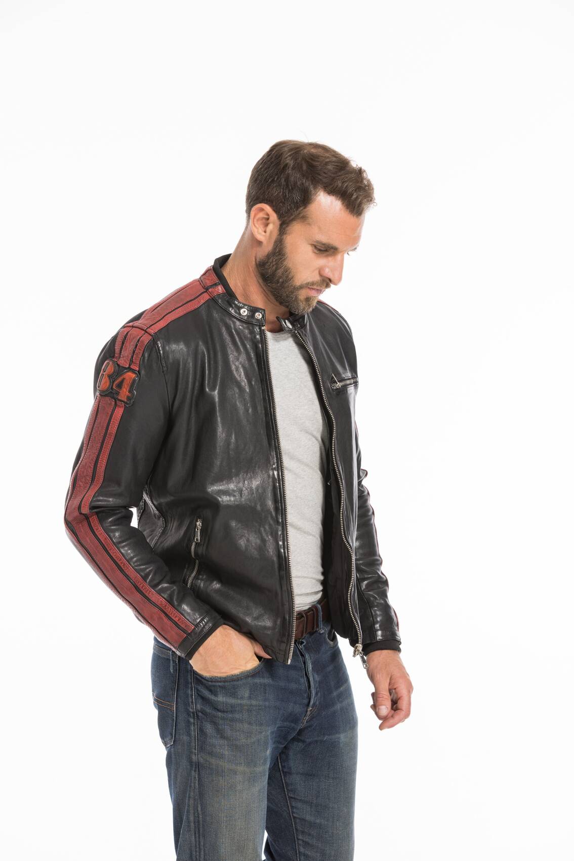 Vêtement en cuir Les bonnes affaires Homme noir, rouge