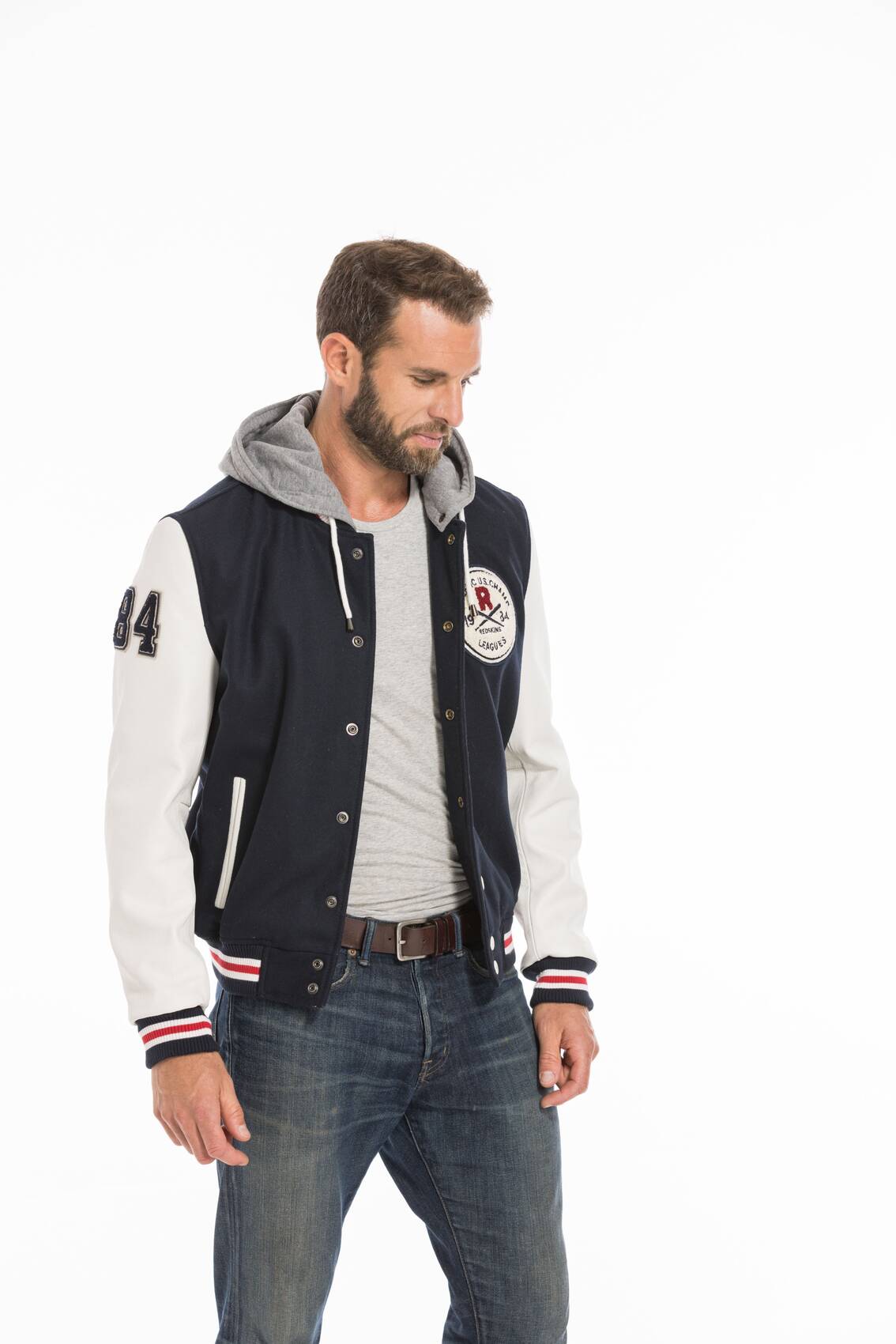 Vêtement en cuir Blousons cuir bleu, blanc