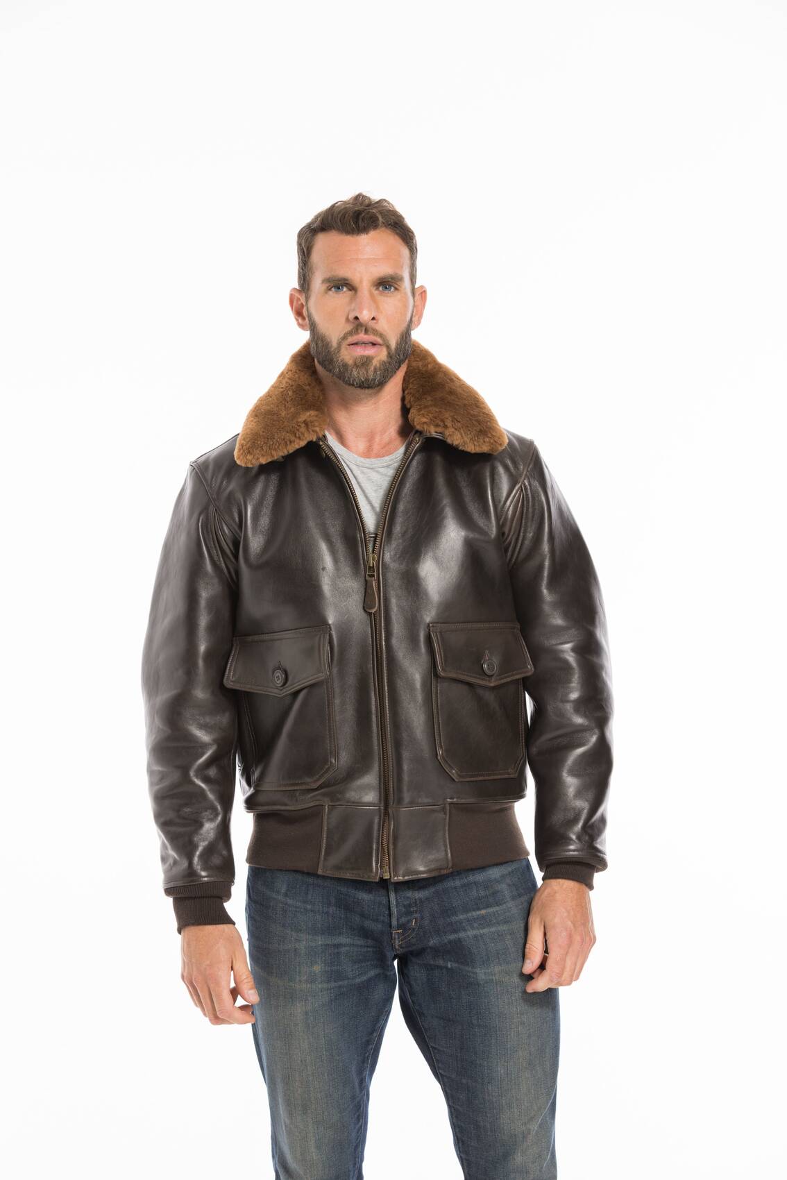 Vêtement en cuir Blousons cuir marron