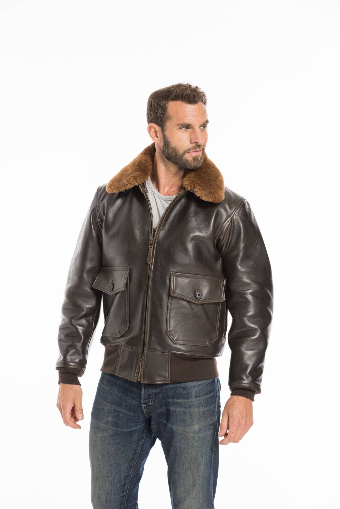 Vêtement en cuir Blousons cuir marron