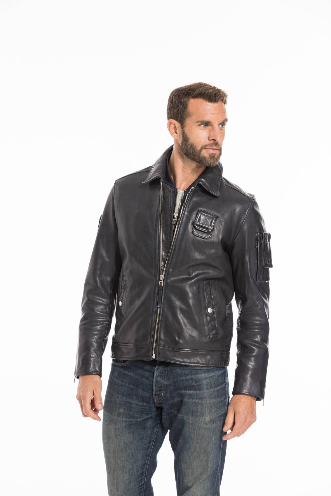 Vêtement en cuir Blousons cuir bleu