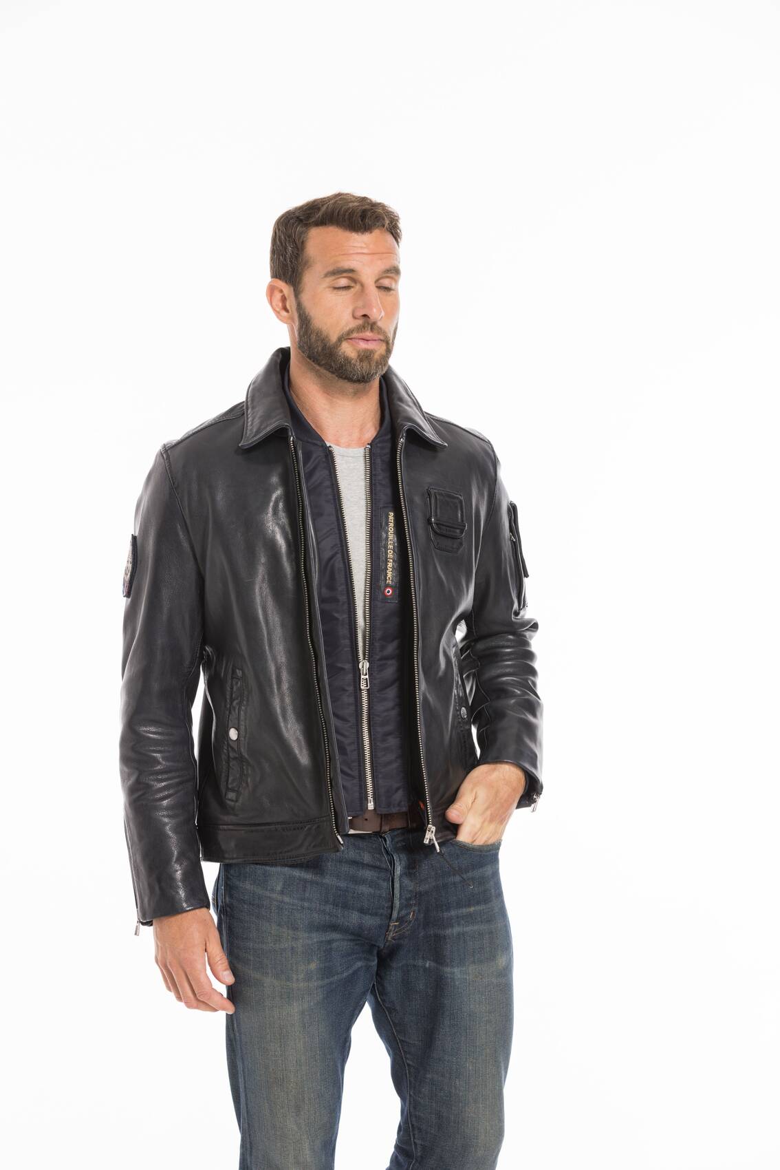 Vêtement en cuir Blousons cuir bleu