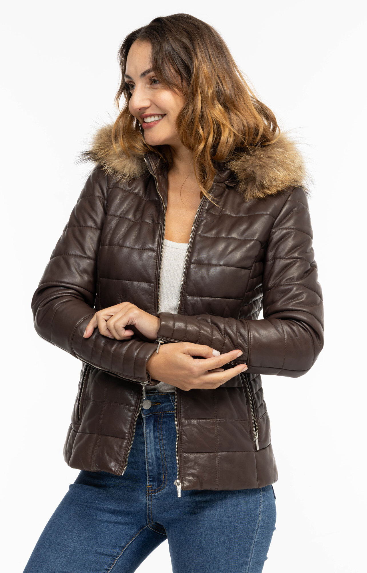 Vêtement en cuir Les bonnes affaires Femme marron