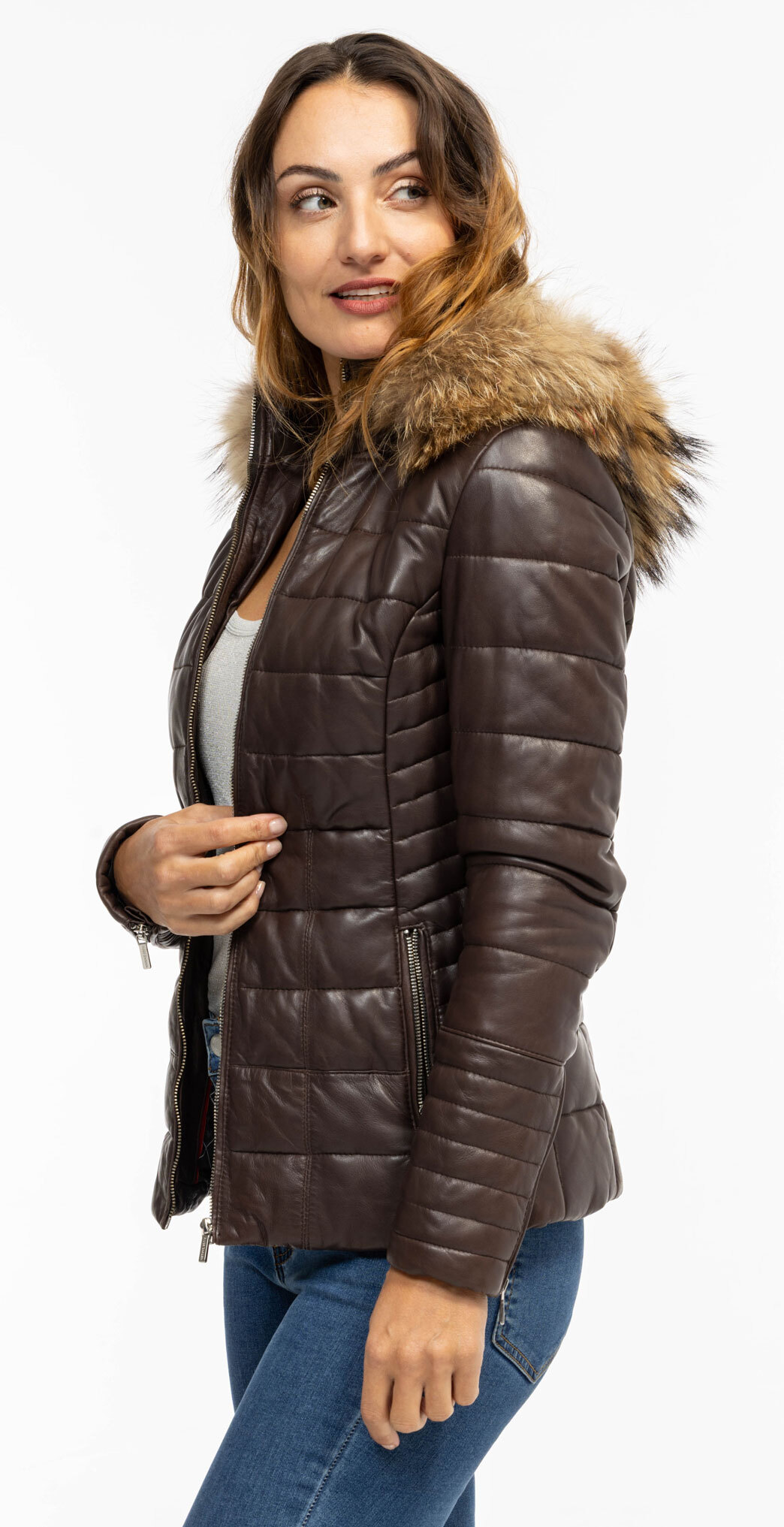 Vêtement en cuir Les bonnes affaires Femme marron