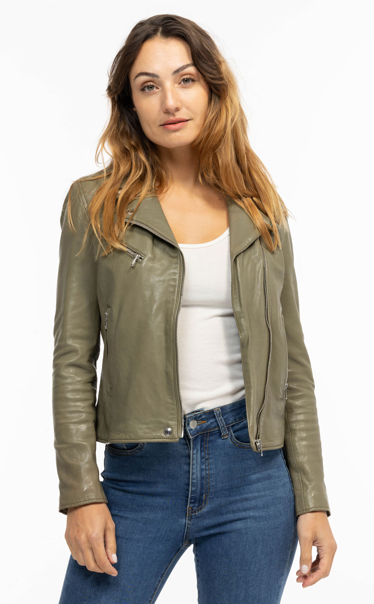 Vêtement en cuir Blousons cuir vert