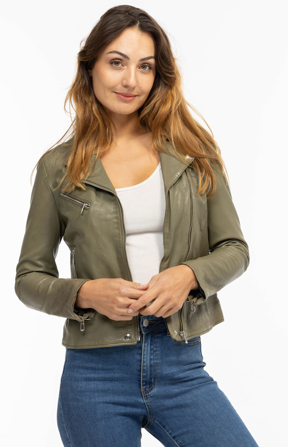 Vêtement en cuir Blousons cuir vert