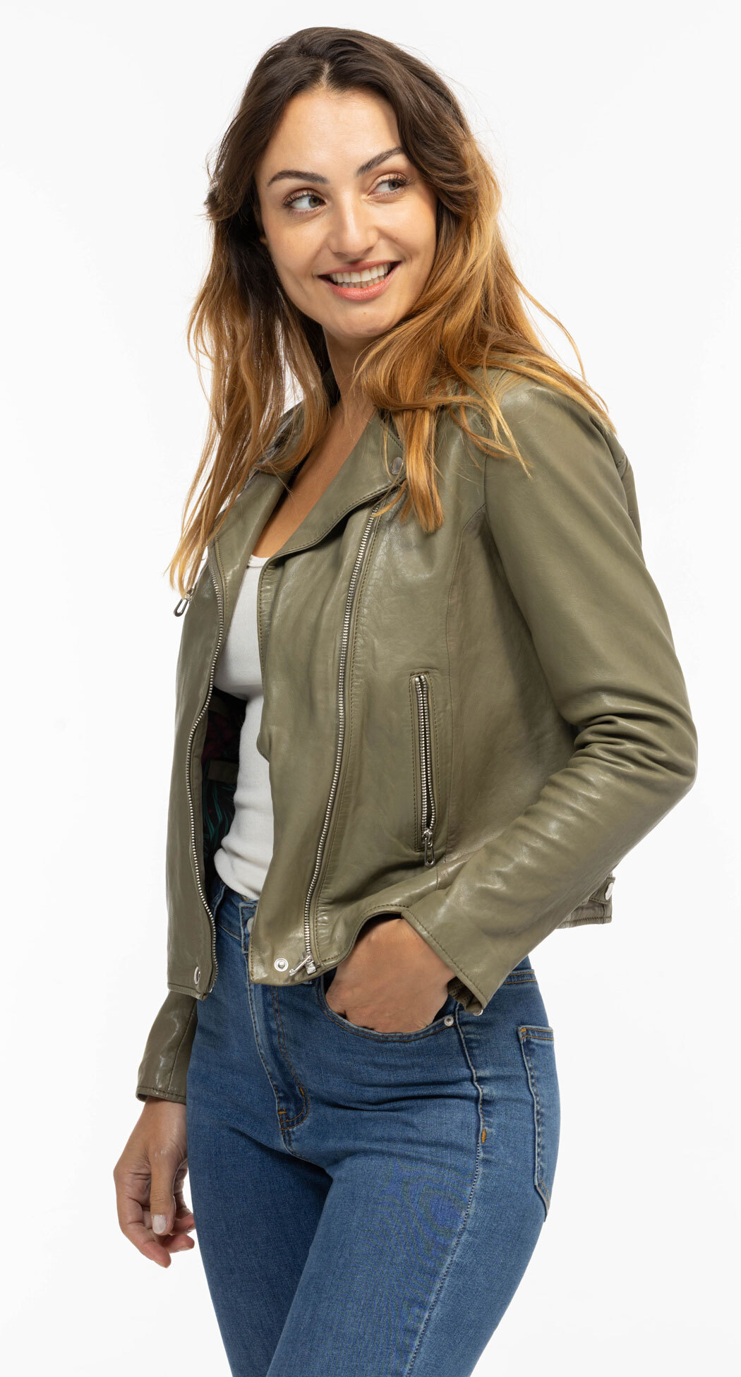 Vêtement en cuir Blousons cuir vert