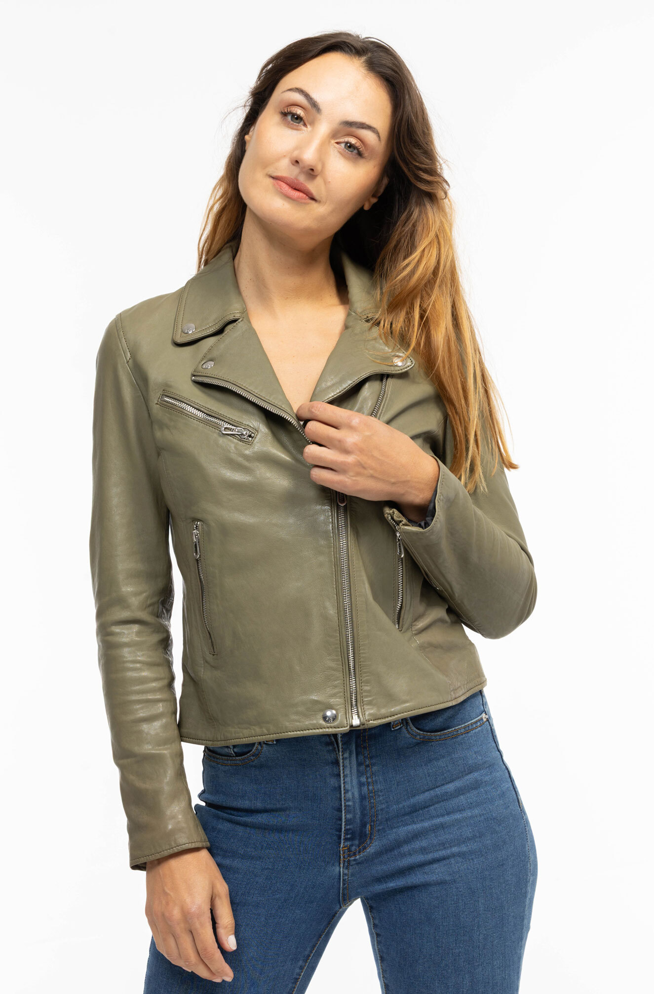 Vêtement en cuir Blousons cuir vert