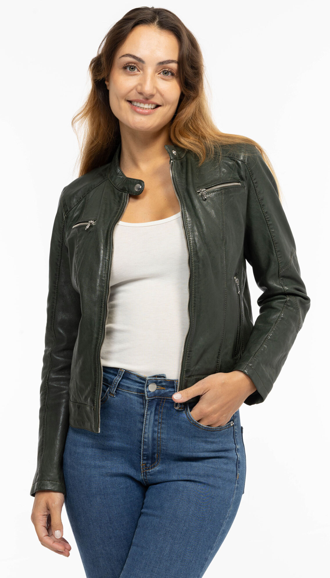 Vêtement en cuir Blousons cuir kaki