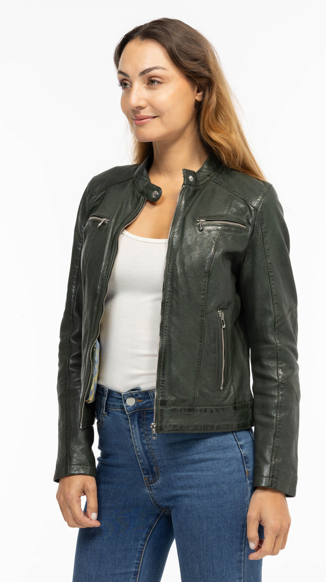 Vêtement en cuir Blousons cuir kaki