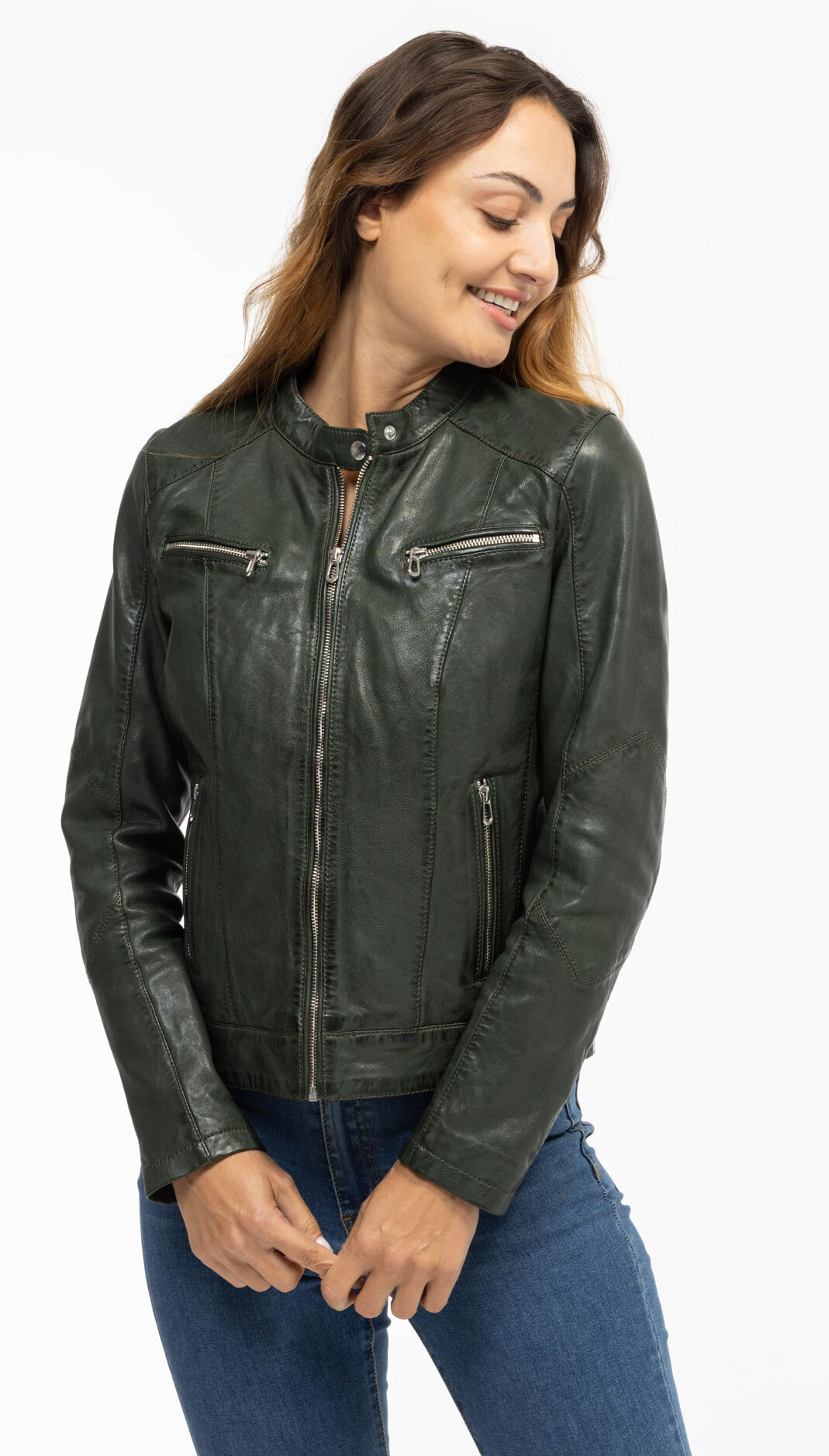 Vêtement en cuir Blousons cuir kaki