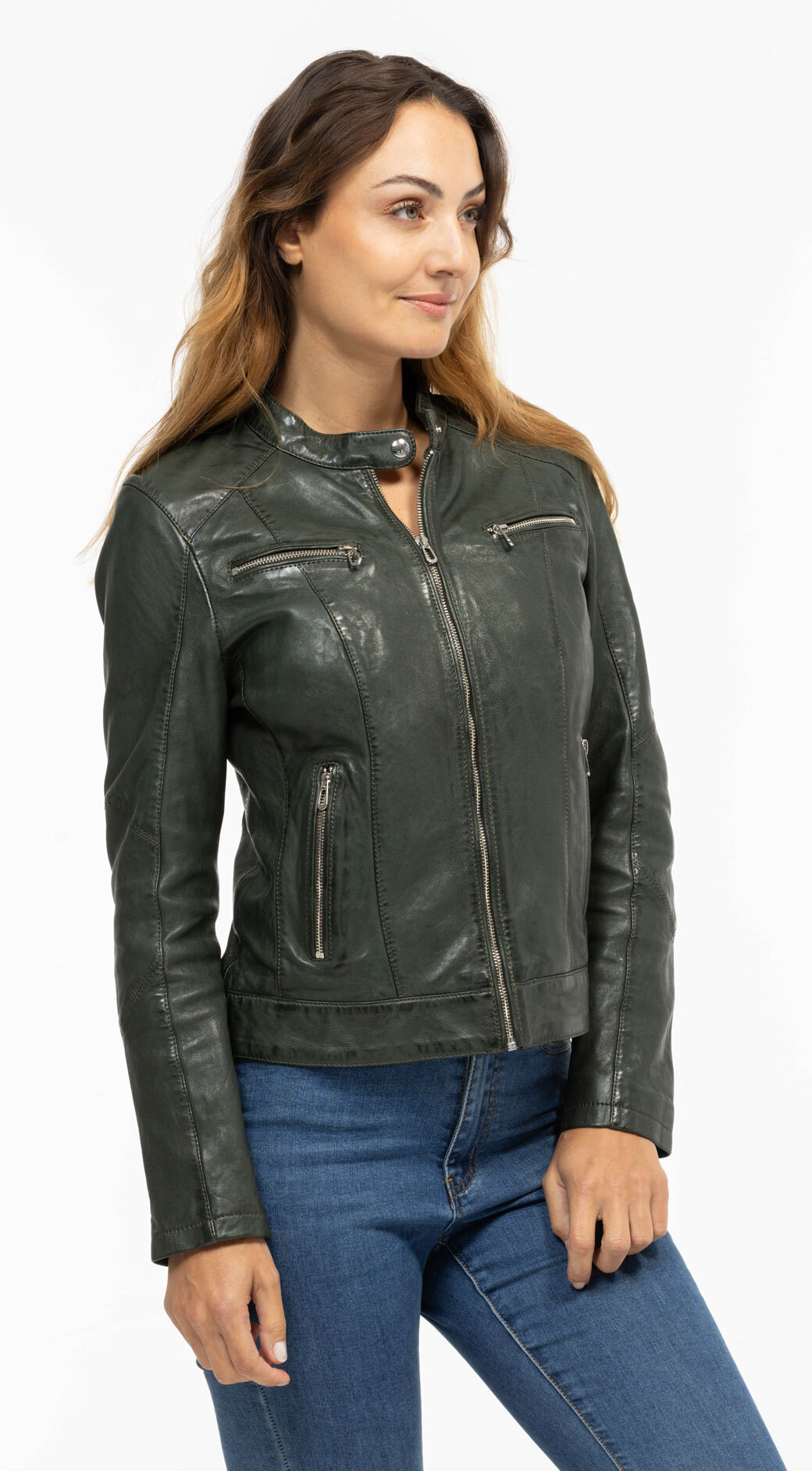 Vêtement en cuir Blousons cuir kaki