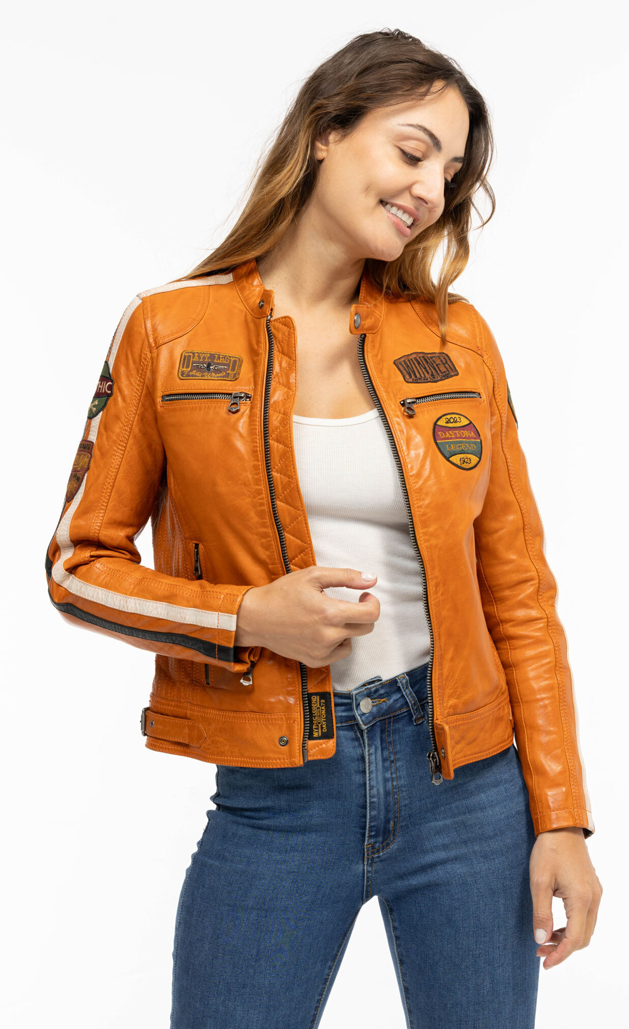 Vêtement en cuir Blousons cuir camel