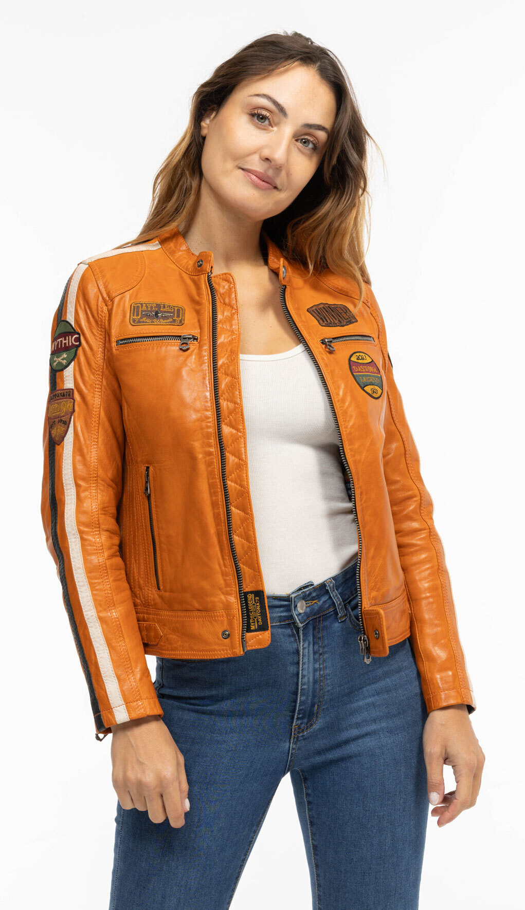 Vêtement en cuir Blousons cuir camel