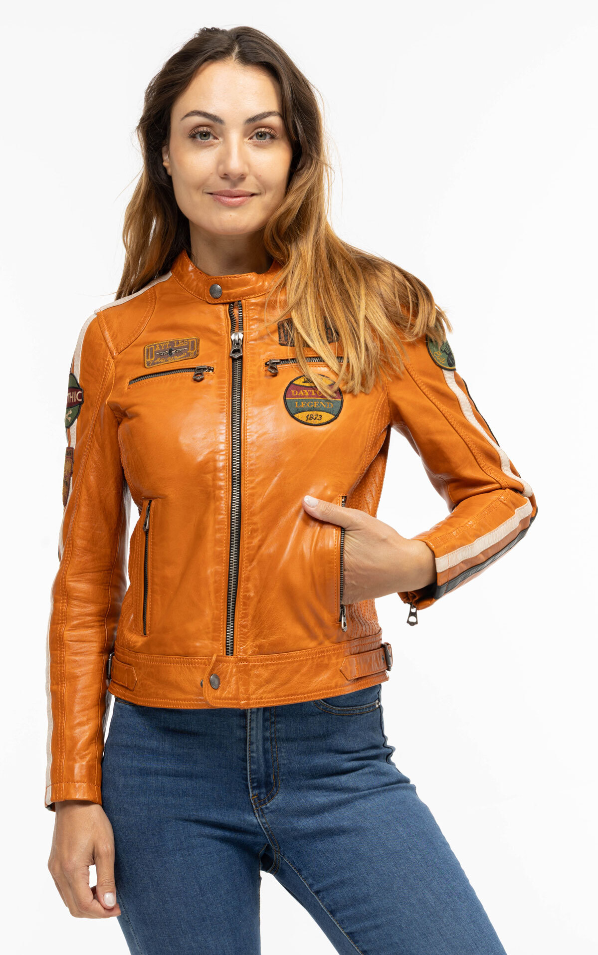 Vêtement en cuir Blousons cuir camel