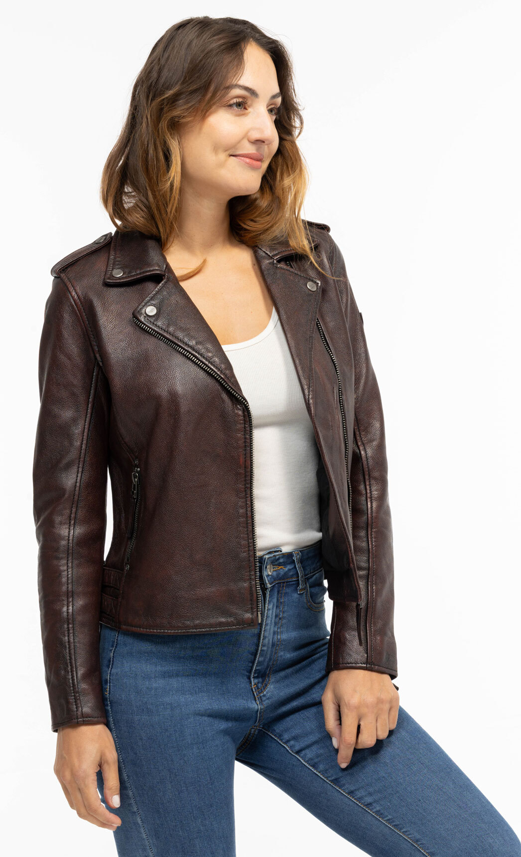 Vêtement en cuir Blousons cuir rouge