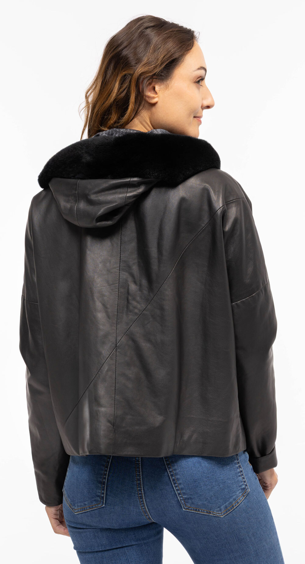 Vêtement en cuir Avec capuche noir