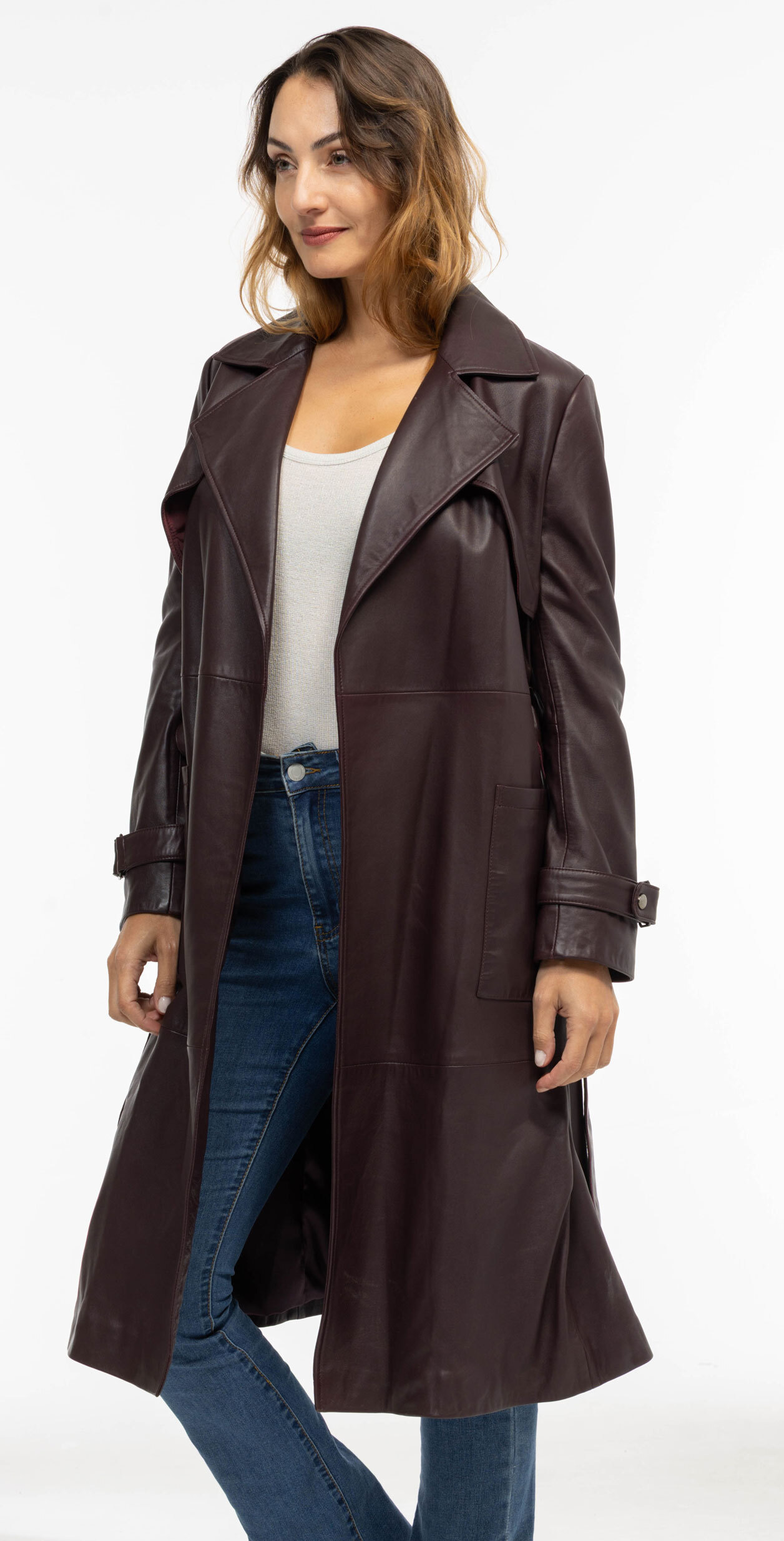 Vêtement en cuir Les bonnes affaires Femme bordeaux