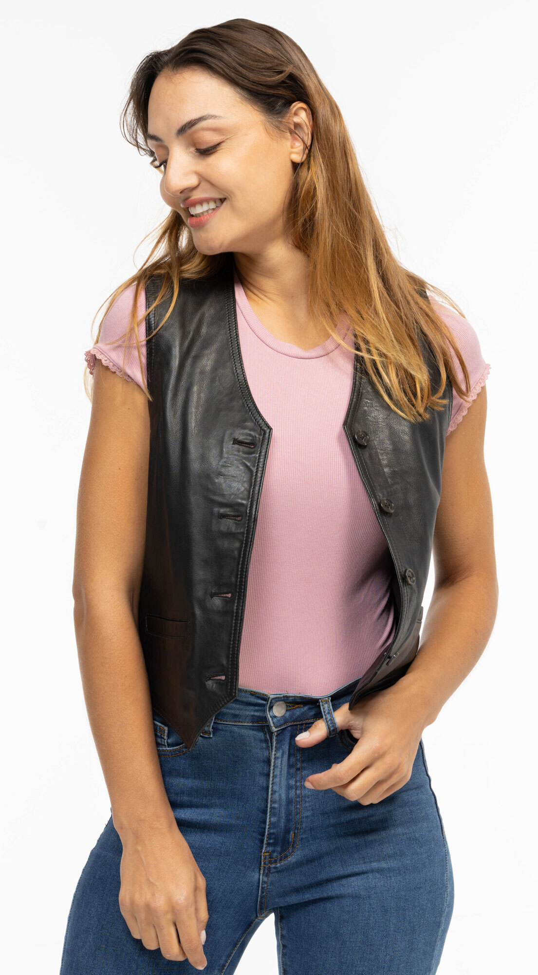 Vêtement en cuir Gilets cuir & fourrure  noir